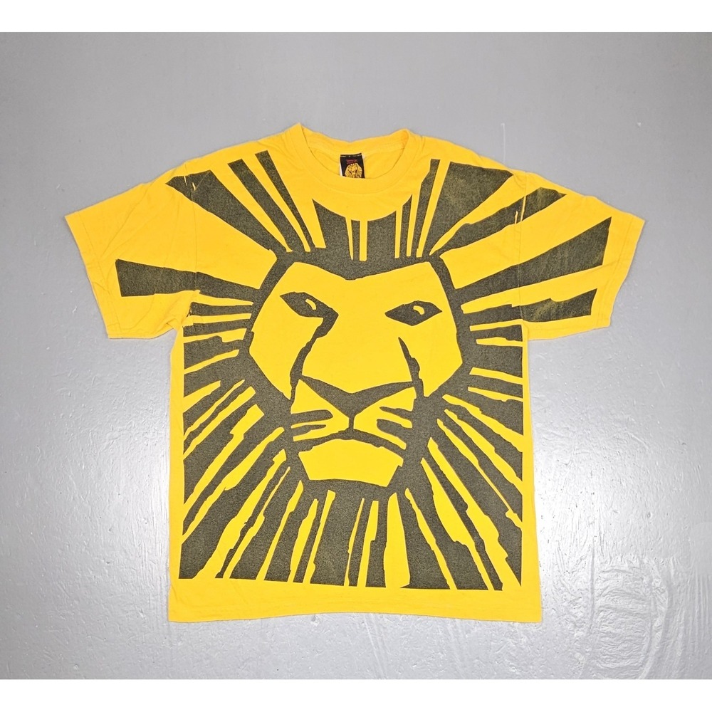 Vintage Disney The Lion King Broadway Musical T-Shirt Mens Large Yellow Big Face